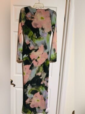 ASOS Scoop-Neck Tie-Dye Maxi Dress in Pink, Green and Black